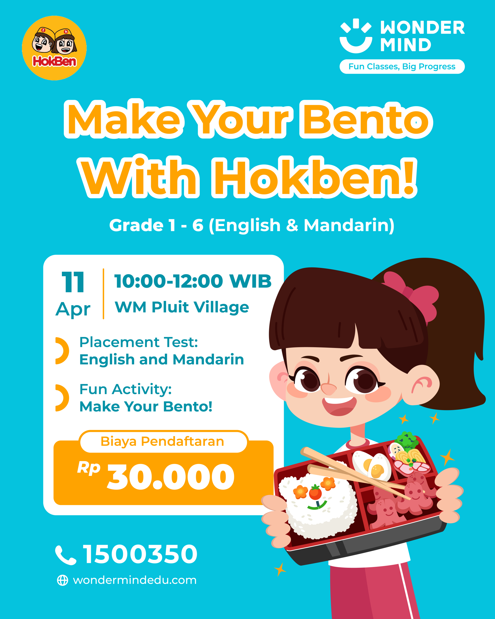 Khusus untuk WonderMind Pluit Village, yuk berkreasi dengan membuat bento favoritmu bersama HokBen!